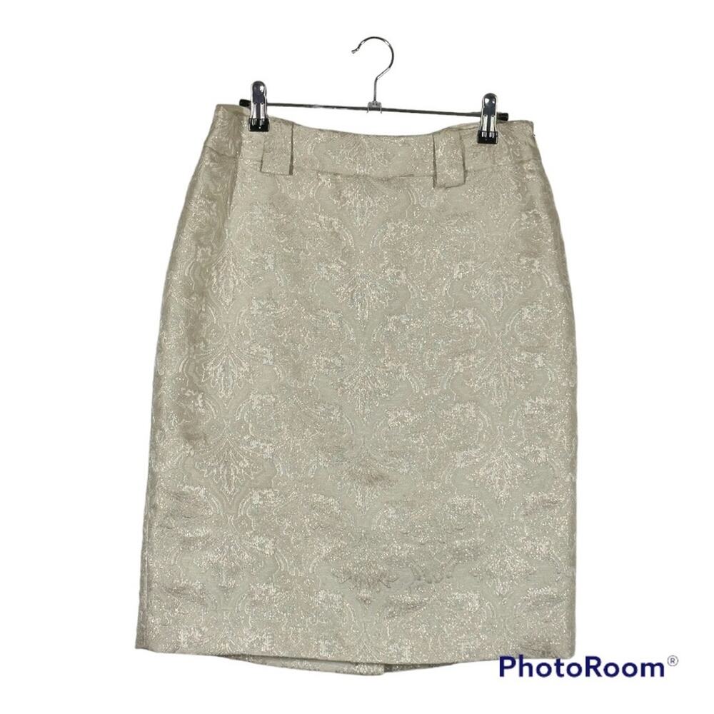 Ann Taylor Gold Cream Paisley Skirt Sz 6